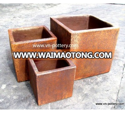 [wholesale] Rustic Copper pots (New) - Outdoor Dark clay pots - Garden pottery planters - Vietnam pottery Manufacturer