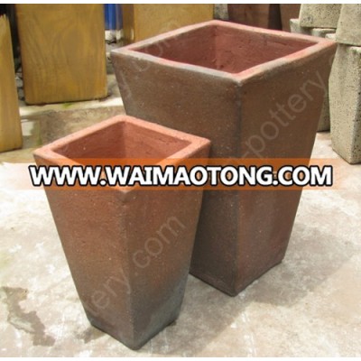 [wholesale] Square Rustic copper pots - High fire clay pots - Big trough Atlantis garden planters - Old stone pots