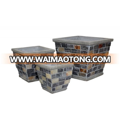 [wholesale] Stacked stone slate planters / pot / vase / bowl / garden urn - Pebble - Mosaic table top patio furniture