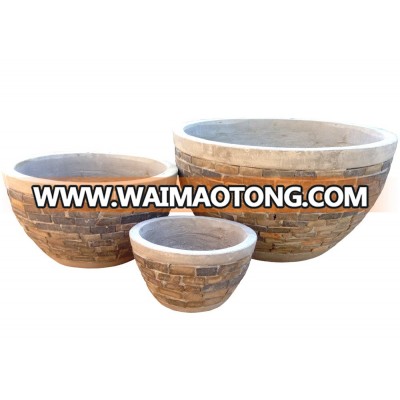 [wholesale] Natural stacked stone slate planters - Pebble water fountain - Mosaic table top patio furniture