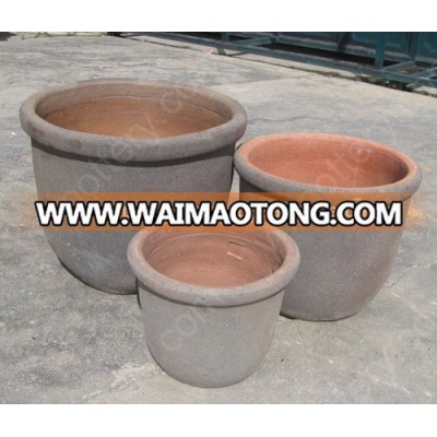 [wholesale] Bowl Rustic Copper pots - Round Dark clay vase - Garden urns planters - Vietnam pottery Manufacturer