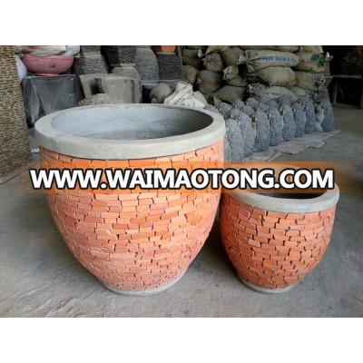 [wholesale] Stacked stone slate planters / pot / vase / bowl / garden urn - Pebble & slate water fountain