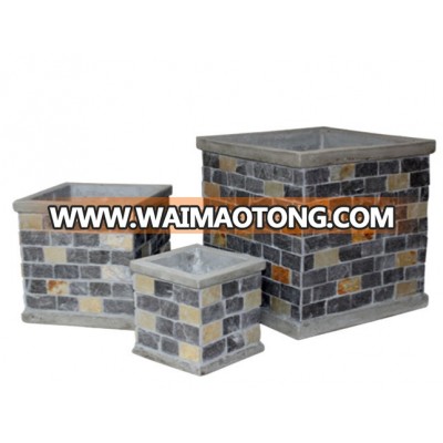 [wholesale] Stacked stone slate planters / pot / vase / bowl / garden urn - Pebble & slate water fountain